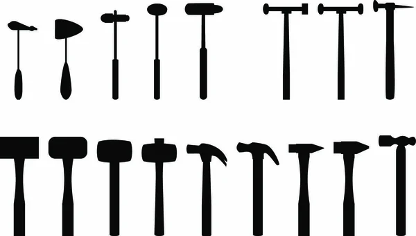 Set Reflexhammer Und Heimhammer Silhouette Ikone — Stockvektor