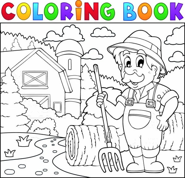Χρωματισμός Αγρότης Βιβλίο Κοντά Αγροικία Eps10 Διανυσματική Απεικόνιση — Διανυσματικό Αρχείο