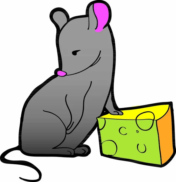 マウスとチーズのフラットアイコン ベクトルイラスト — ストックベクタ