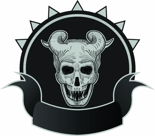 Demon Skull Horns White Backdrop — Stock Vector