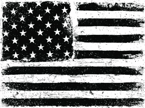 American Flag Background Grunge Aged Vector Template Horizontal Orientation Monochrome — Stock Vector