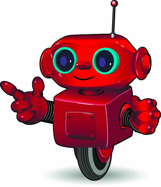 Illusztráció Piros Robot Keréken — Stock Vector