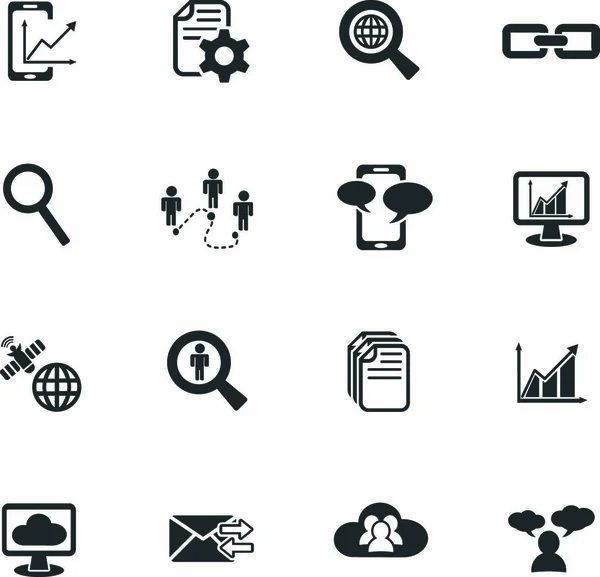 Iconos Web Analíticos Datos Redes Sociales Para Diseño Interfaz Usuario — Vector de stock