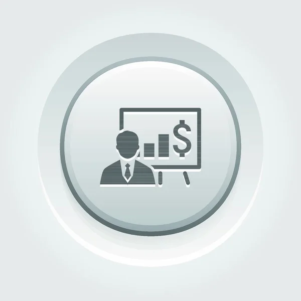 Icono Formación Empresarial Aprendizaje Online Diseño Botón Gris — Vector de stock