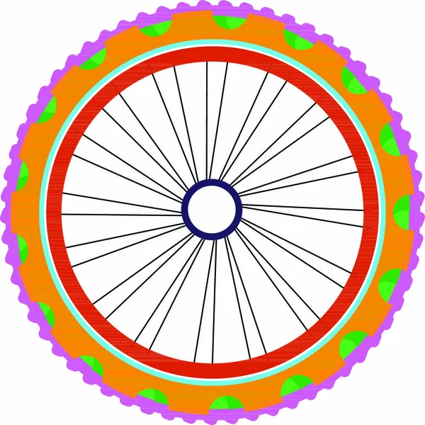 Vektor Cykel Hjul Silhuett Med Däck Och Ekrar Isolerade Vit — Stock vektor