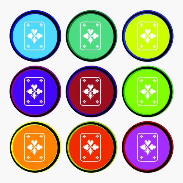 Signo Ícone Cartões Jogo Nove Botões Redondos Multicoloridos Ilustração Vetorial —  Vetores de Stock