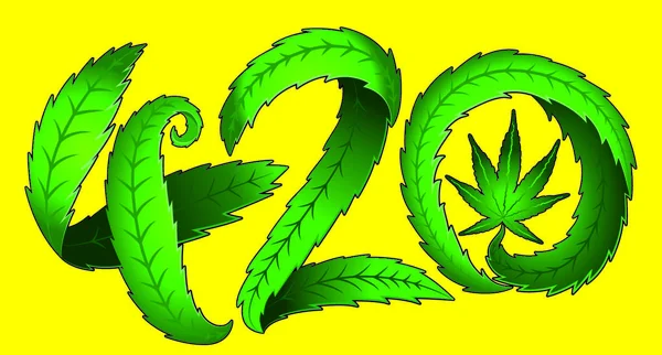 420份大麻文字 用树叶病媒图解制成 — 图库矢量图片