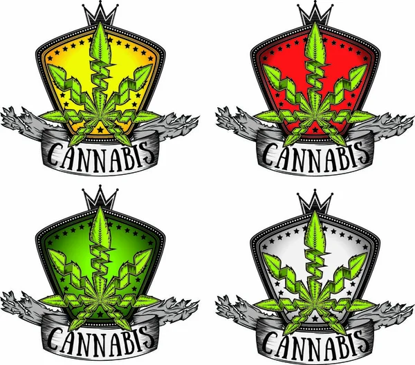 Carimbos Design Folhas Cannabis — Vetor de Stock