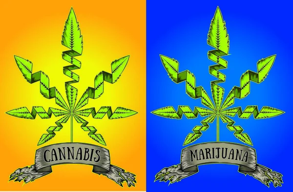 Maconha Verde Cannabis Folha Símbolo Vetor Ilustração — Vetor de Stock