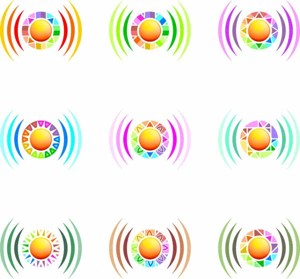 Arcoíris Colorido Círculo Inalámbrico Wifi Internet Redondo Cinta Señal Logotipo — Vector de stock