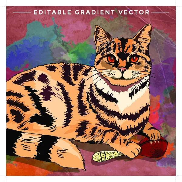 Huiskat Vector Illustratie Van Een Kat Thuis — Stockvector