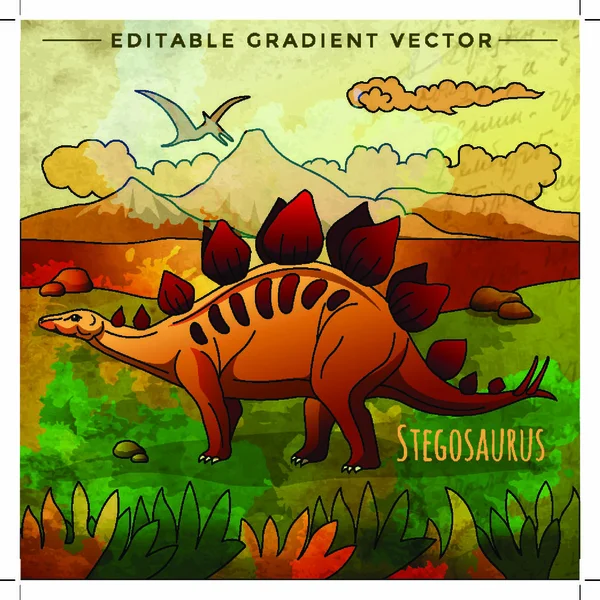 Stegosaurus Vektor Ilustrasi Dinosaurus Habitatnya - Stok Vektor