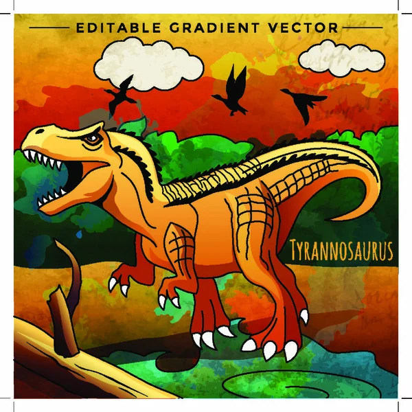 Tiranosaurus Vektor Ilustrasi Dinosaurus Habitatnya - Stok Vektor