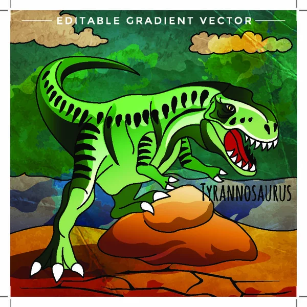 Tyrannosaurus Vector Illustratie Van Een Dinosaurus Zijn Habitat — Stockvector