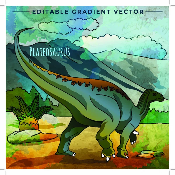 Plateosaurus Ilustración Vectorial Del Dinosaurio Hábitat — Vector de stock