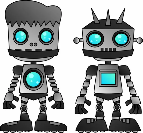 Ilustrasi Desain Grafis Vektor Tema Robot - Stok Vektor
