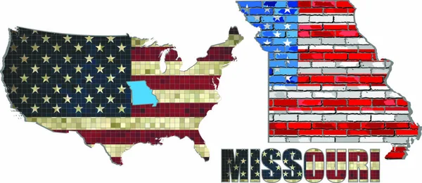 Usa Stát Missouri Cihlové Zdi Ilustrace Vlajka Státu Missouri Cihlové — Stockový vektor