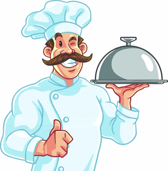 Gezonde Pasvorm Muscly Chef Serveren Van Voedsel — Stockvector