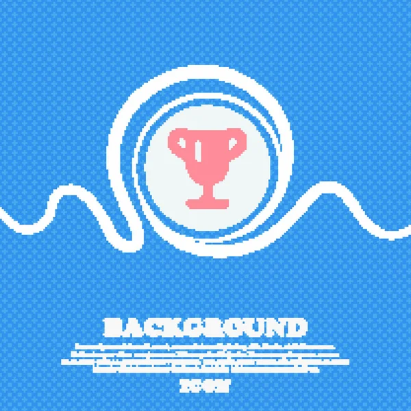 Siegerpokal Siegerehrung Trophäensymbol Blauer Und Weißer Abstrakter Hintergrund Gesprenkelt Mit — Stockvektor