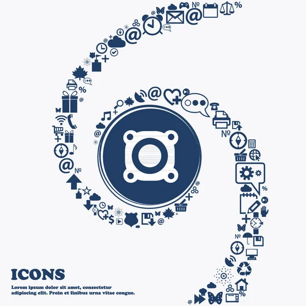 Ícone Sinal Volume Alto Falante Símbolo Som Centro Torno Dos — Vetor de Stock