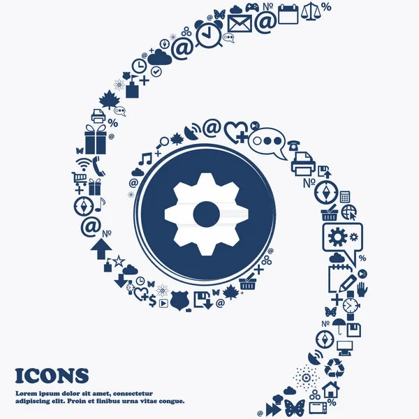 Icono Signo Configuración Engranaje Mecanismo Engranaje Cogwheel Símbolo Centro Alrededor — Archivo Imágenes Vectoriales