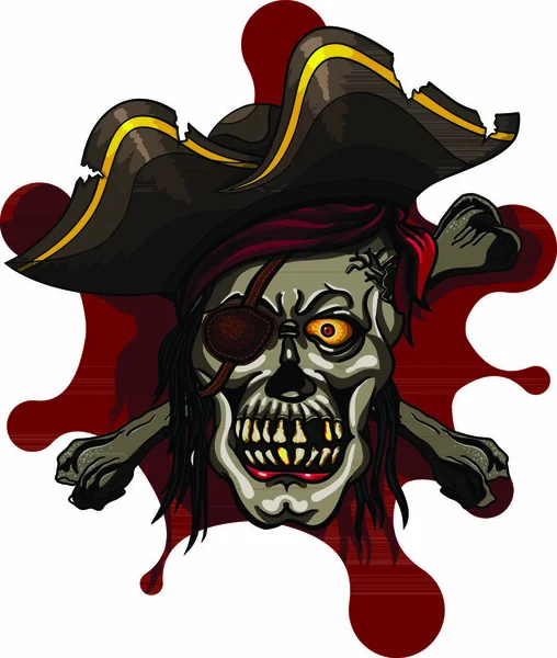 Nebezpečná Pirátská Lebka Šátku Zkřížené Kosti Pro Potetování Nebo Design — Stockový vektor