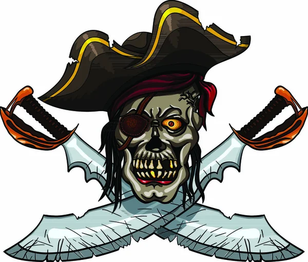 Nebezpečná Pirátská Lebka Šátku Zkřížené Meče Pro Tetování Nebo Tričko — Stockový vektor