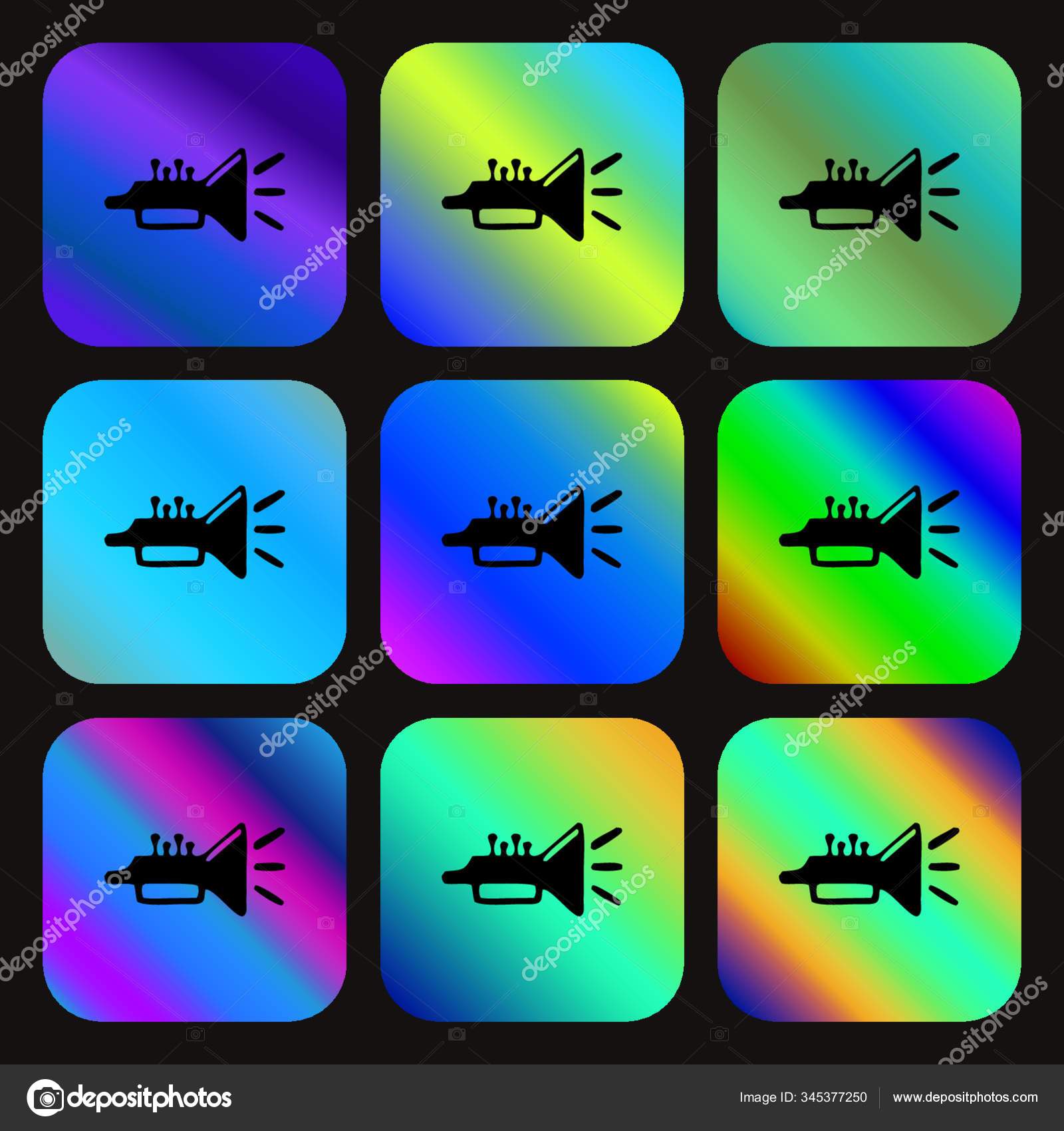 Trumpet Brass Instrument Icon Nine Buttons Bright Gradients Beautiful