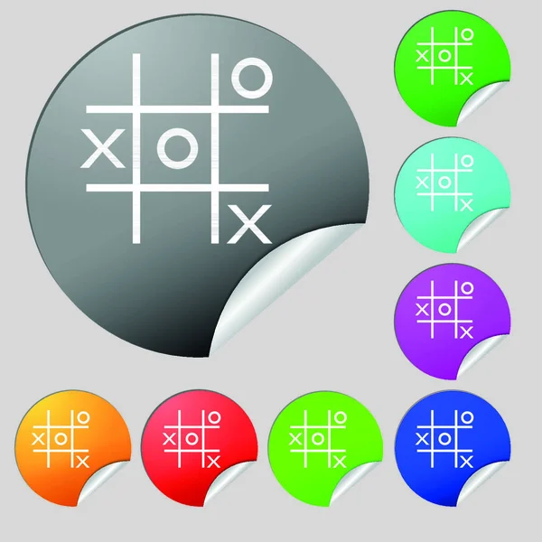 Tic Tac Toe Spiel Vektor Symbol Zeichen Set Aus Acht — Stockvektor