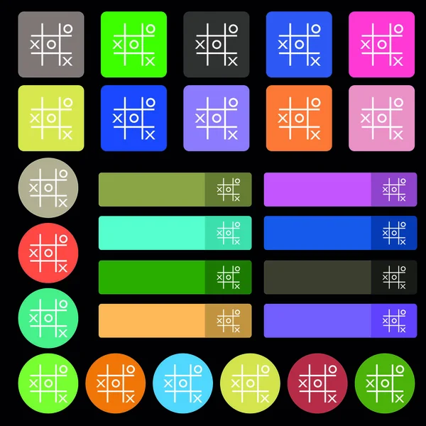 Tic Tac Toe Gry Wektor Znaku Ikony Zestaw Dwudziestu Siedmiu — Wektor stockowy