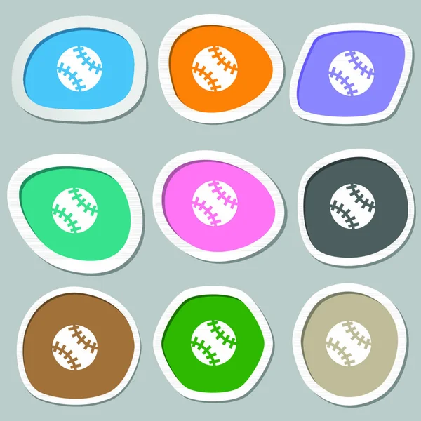 Símbolos Ícones Bola Tênis Adesivos Papel Multicoloridos Ilustração Vetorial —  Vetores de Stock