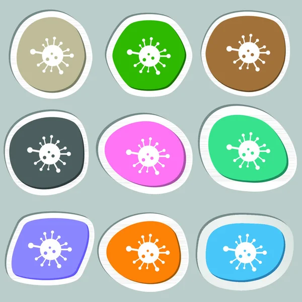 Bacteriën Pictogram Symbolen Veelkleurige Papieren Stickers Vectorillustratie — Stockvector