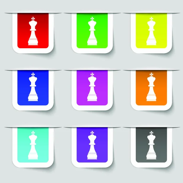 Chess King Icon Sign Set Multicolored Modern Labels Your Design — Stock Vector
