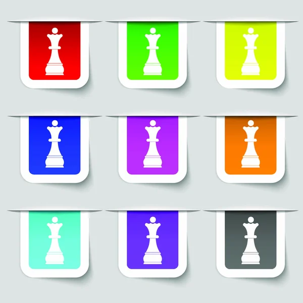 Chess Queen Icon Sign Set Multicolored Modern Labels Your Design — Stock Vector
