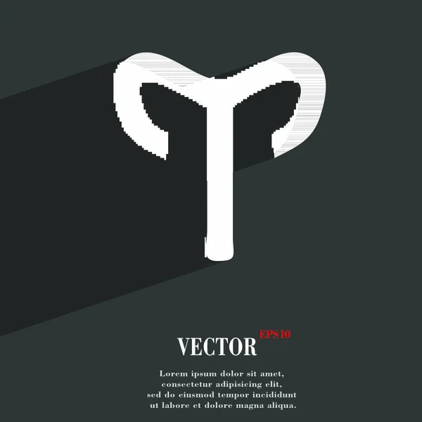 Decorative Zodiac Aries Symbol Flat Modern Web Design Long Shadow — Stock Vector