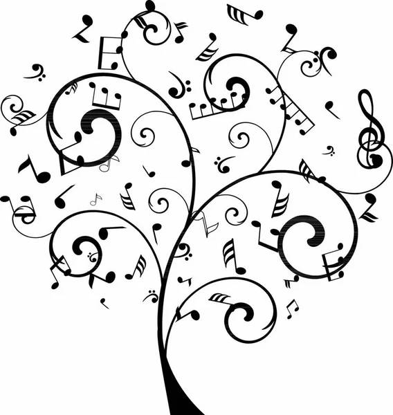 Векторна Ілюстрація Дерева Музичними Нотами — стоковий вектор