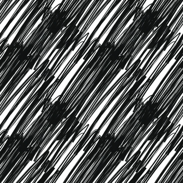 Černý Chaotický Líhnutí Bílém Abstraktní Bezešvé Vzor — Stockový vektor