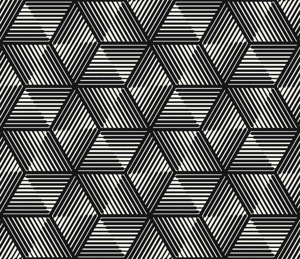 矢量无缝隙黑白三角形线网格模式 几何背景设计 — 图库矢量图片