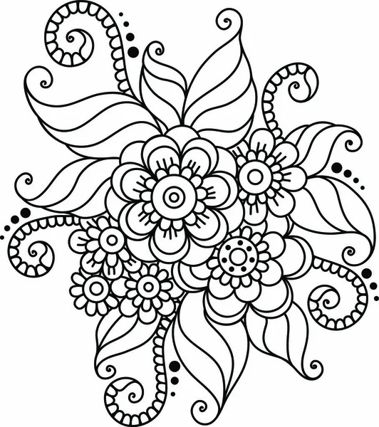 Elemento Doodle Vector Illustration Design Ornamento Fiori — Vettoriale Stock