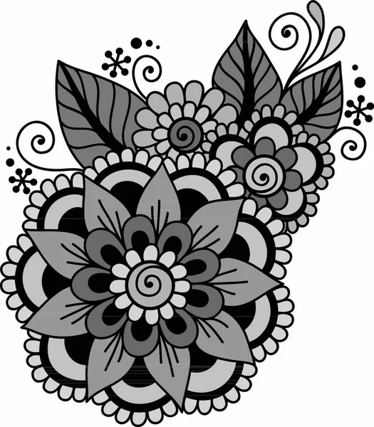 Elemento Doodle Vector Illustration Design Ornamento Fiori — Vettoriale Stock