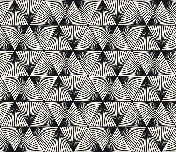 Vector Seamless Black White Triangle Lines Grid Pattern Abstraktes Geometrisches — Stockvektor