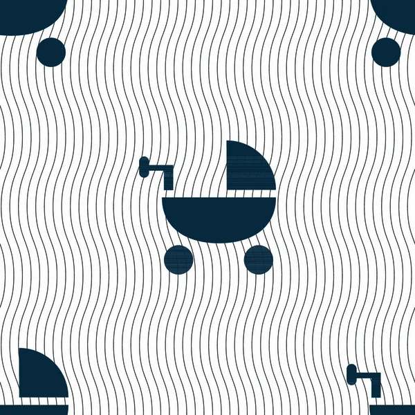 Дитячий Значок Stroller Безшовний Візерунок Геометричною Текстурою Векторні Ілюстрації — стоковий вектор