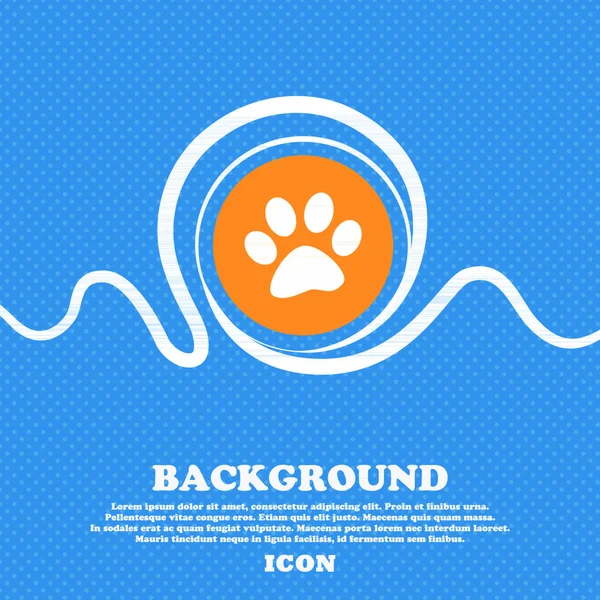 Paw Icon Sign Blue White Abstract Background Flecked Space Text — Stock Vector