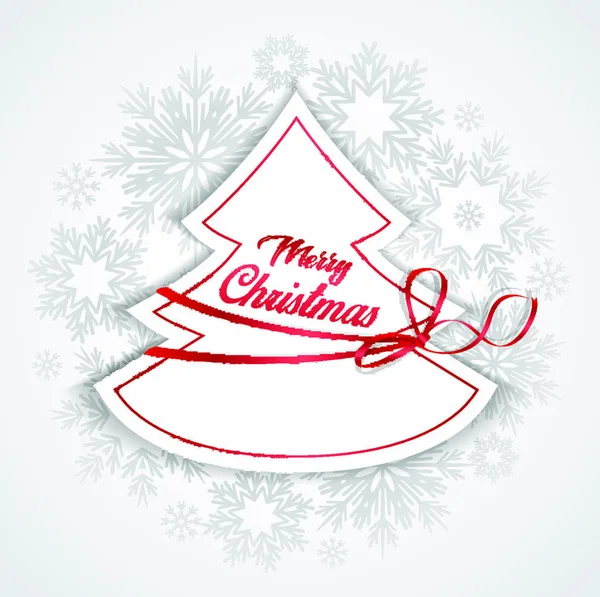Joyeux Noël Carte Arbre Noël Flocons Neige — Image vectorielle