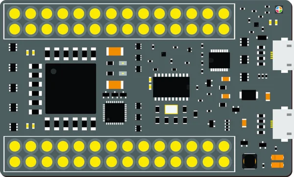 Diy Electronisch Grijs Micro Bord Met Microcontroller — Stockvector