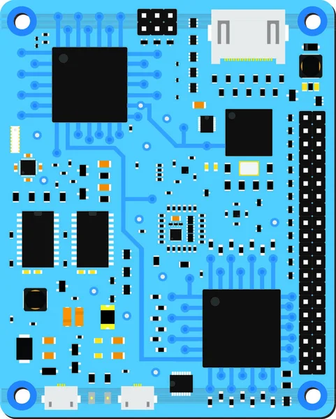 Diy Elektronisch Blauw High End Board Met Microcontroller — Stockvector