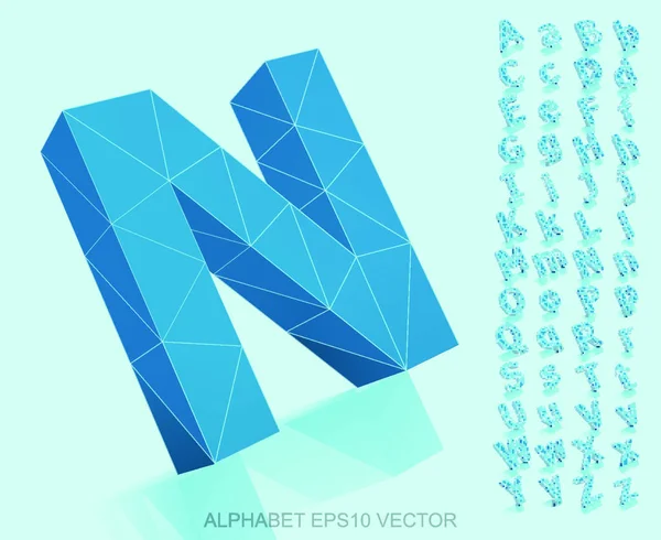 一组带有反射的蓝色3D多边形字母 低的多字母表集合 Eps 10矢量说明 — 图库矢量图片