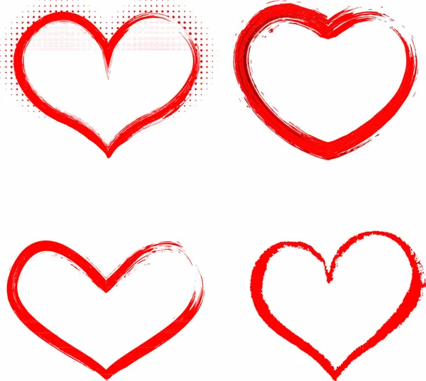 Set Cuori Vettori Disegnati Mano Buon San Valentino Segno Amore — Vettoriale Stock