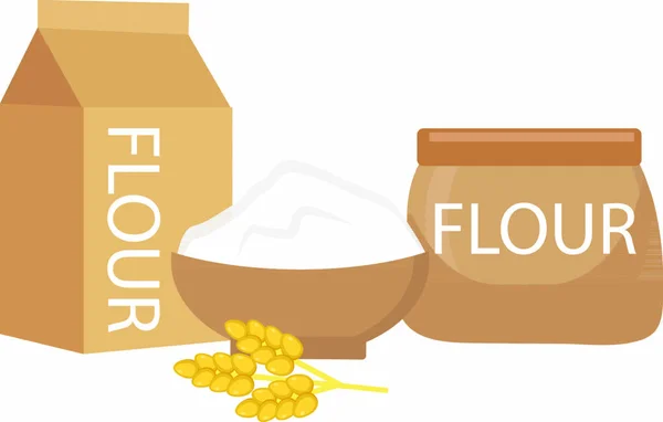Flour Set Flat Style Flour Isolated White Background Flour Still — Stock Vector