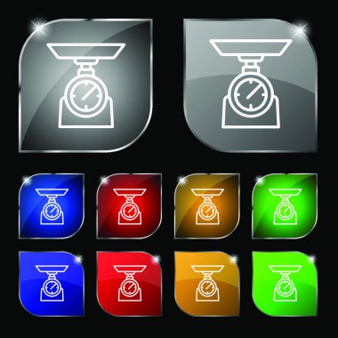 Scales Icon sign. Set of ten colorful buttons with glare. Vector illustration vector